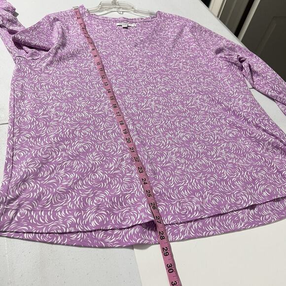 Chico's Womens Top 4 20/22 Lavender Scoop Neck 3/4 Sleeves Swirl 100% Pima Cotto - Picture 9 of 10